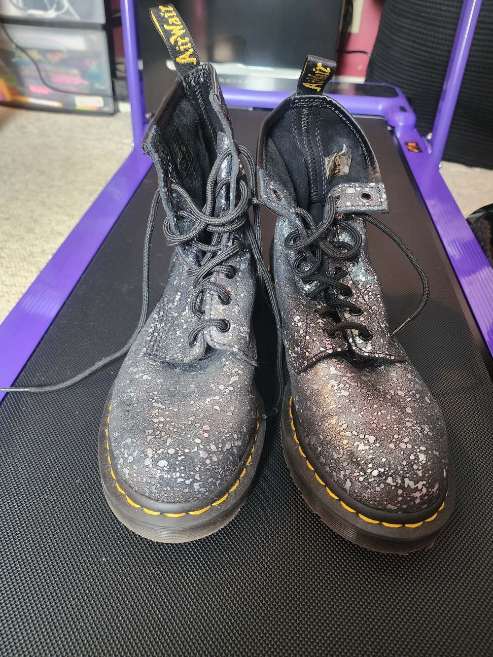 Dr. Martens Black Splatter Leather Lace-Up Boots